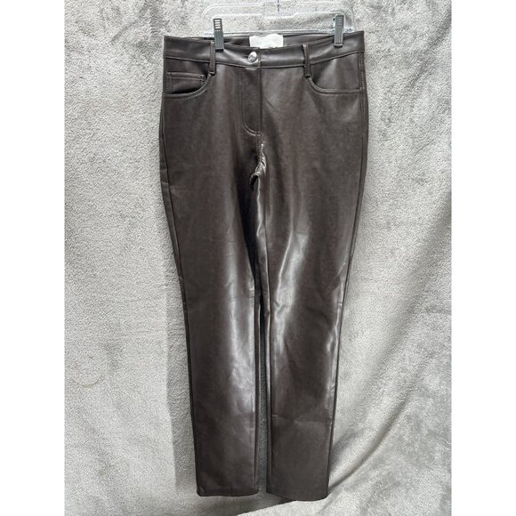 Wilfred Aritzia $148 Women's The Melina Vegan Leather Pants Birch Brown Size 4 - Picture 1 of 6